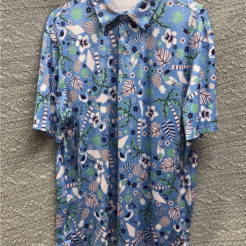 Calvin Klein Blue and Green Patterned Men's Shirt